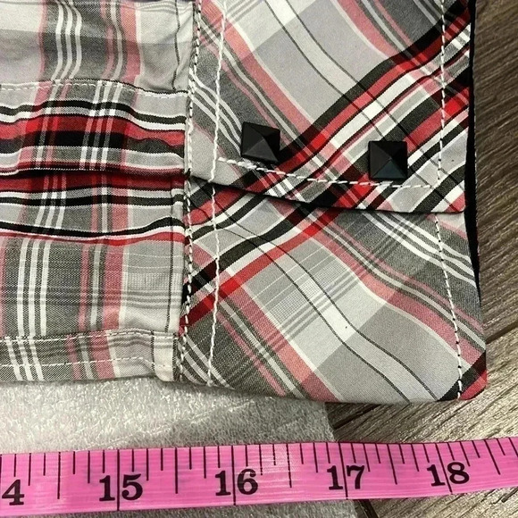 [M] Rock & Roll Cowboy Men's  Long Sleeve Red Plaid Western Snap Button Up Shirt - Picture 11 of 11